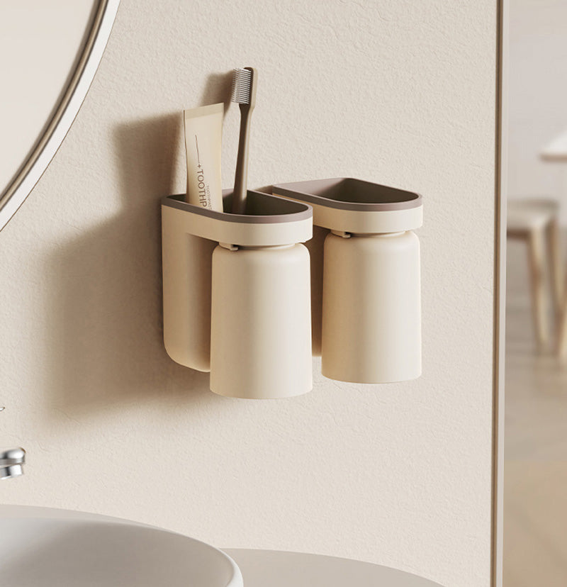 DuoClean 2-in-1 Wall Mount for Toothbrush and Cup – Clever Drill-Free Storage Stornfield