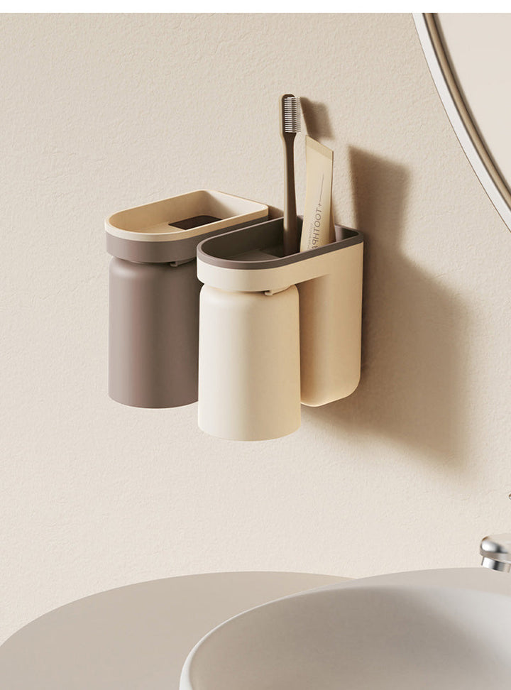 DuoClean 2-in-1 Wall Mount for Toothbrush and Cup – Clever Drill-Free Storage Stornfield