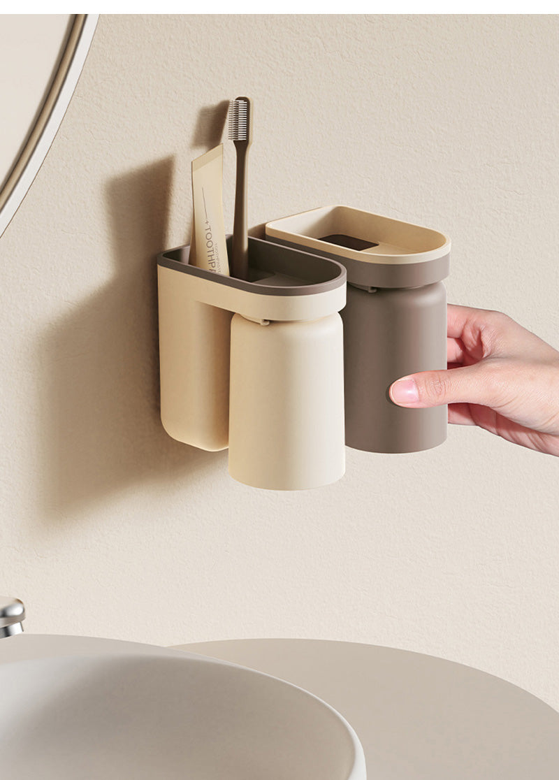 DuoClean 2-in-1 Wall Mount for Toothbrush and Cup – Clever Drill-Free Storage Stornfield