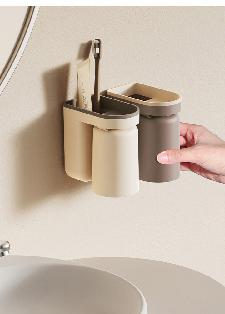 DuoClean 2-in-1 Wall Mount for Toothbrush and Cup – Clever Drill-Free Storage Stornfield