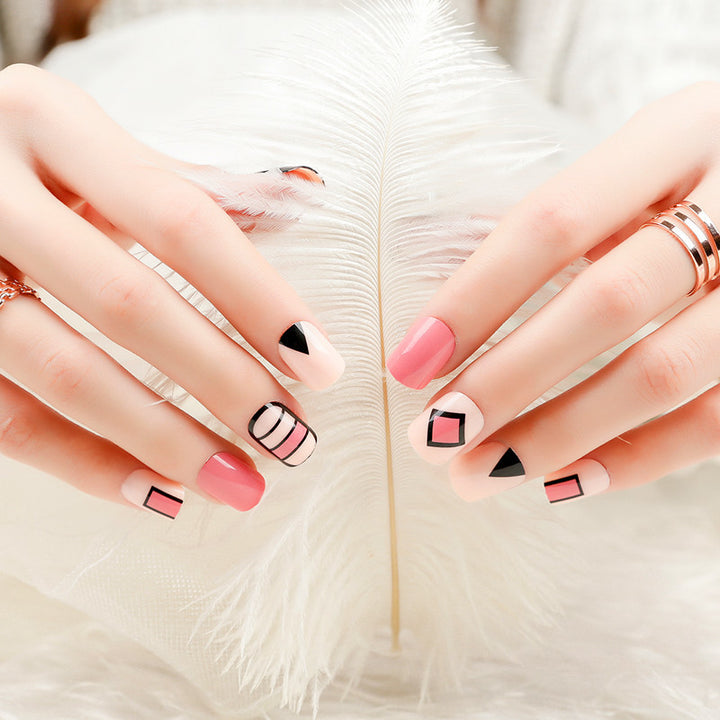 Artistic Geometric Press-On Nail Set