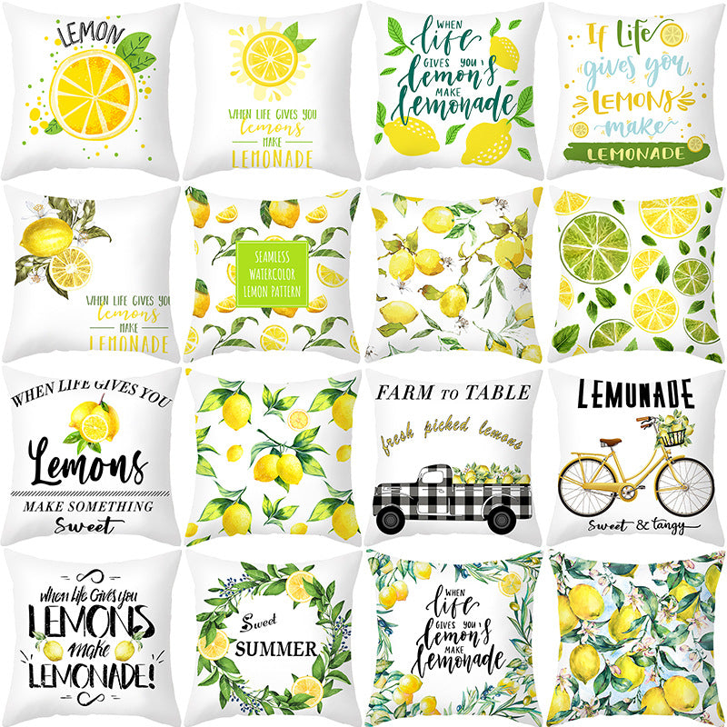 Citrus Illustrated Decorative Throw Pillow Cover with Inspirational Lemon Quote