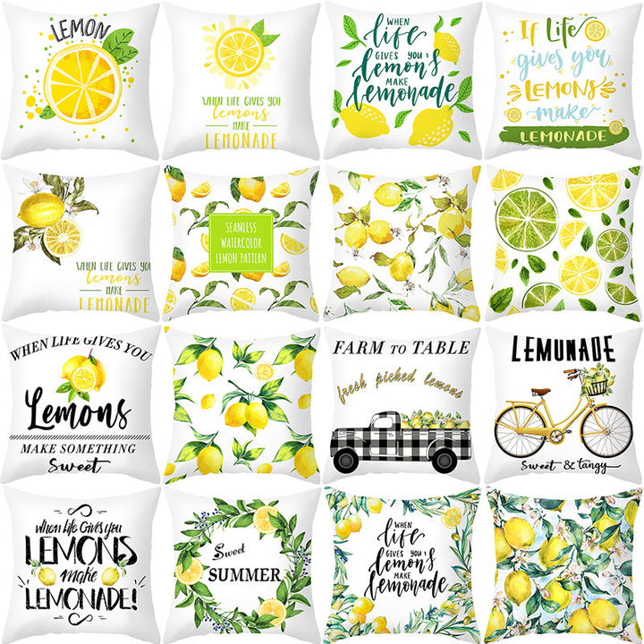 Citrus Illustrated Decorative Throw Pillow Cover with Inspirational Lemon Quote