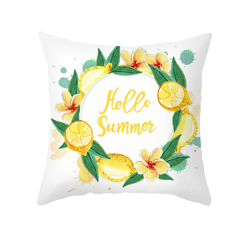 Citrus Illustrated Decorative Throw Pillow Cover with Inspirational Lemon Quote