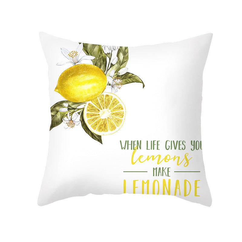 Citrus Illustrated Decorative Throw Pillow Cover with Inspirational Lemon Quote