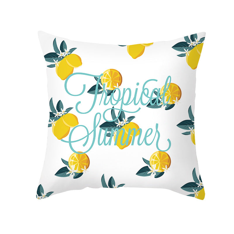Citrus Illustrated Decorative Throw Pillow Cover with Inspirational Lemon Quote