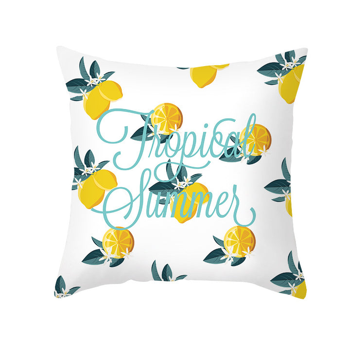 Citrus Illustrated Decorative Throw Pillow Cover with Inspirational Lemon Quote