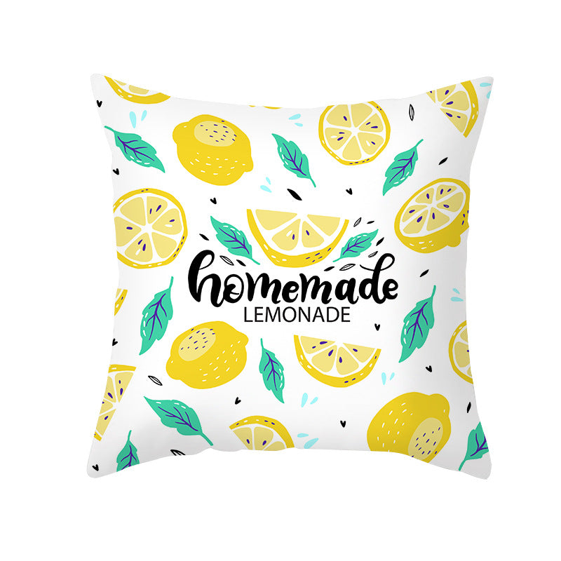 Citrus Illustrated Decorative Throw Pillow Cover with Inspirational Lemon Quote