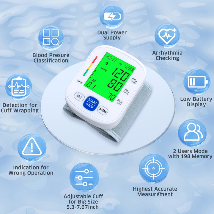 Wrist blood pressure monitor with illuminated display | Stornfield