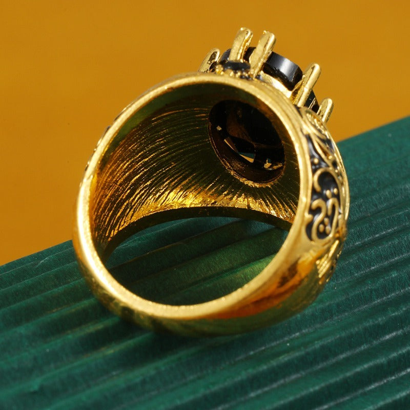 Engraved Men's Black Stone Ring Stornfield