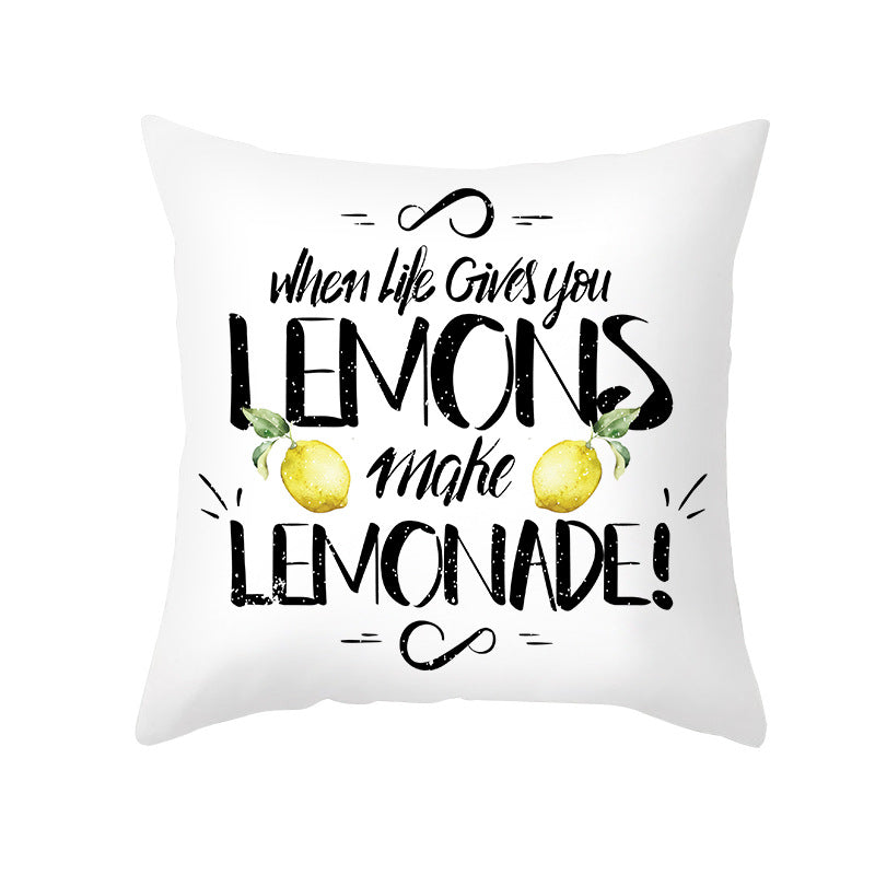 Citrus Illustrated Decorative Throw Pillow Cover with Inspirational Lemon Quote