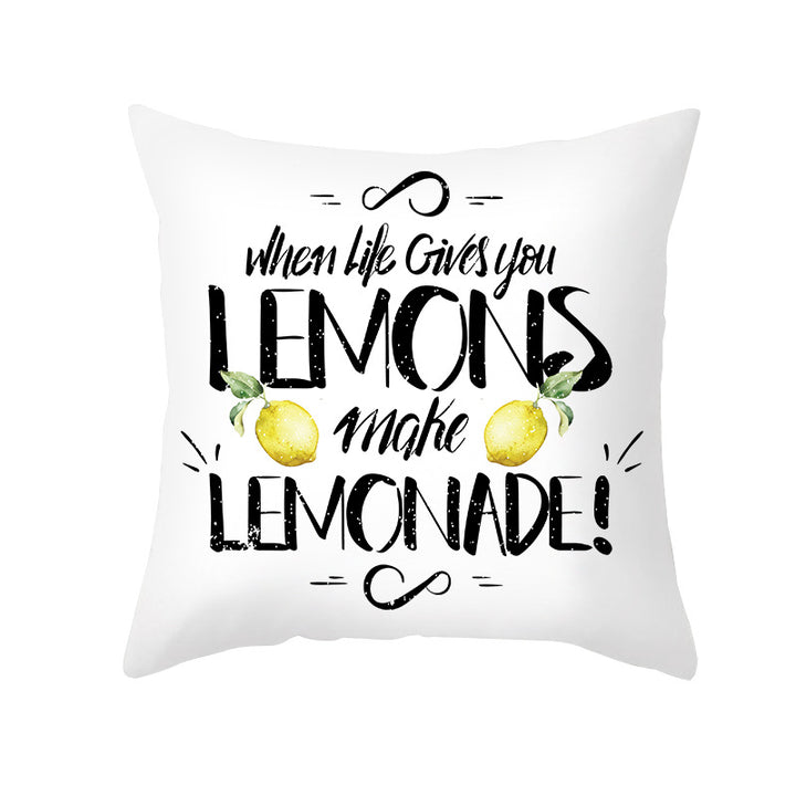 Citrus Illustrated Decorative Throw Pillow Cover with Inspirational Lemon Quote