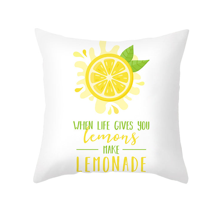 Citrus Illustrated Decorative Throw Pillow Cover with Inspirational Lemon Quote