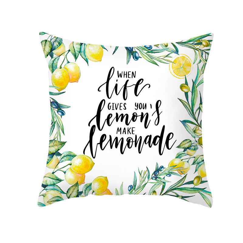 Citrus Illustrated Decorative Throw Pillow Cover with Inspirational Lemon Quote