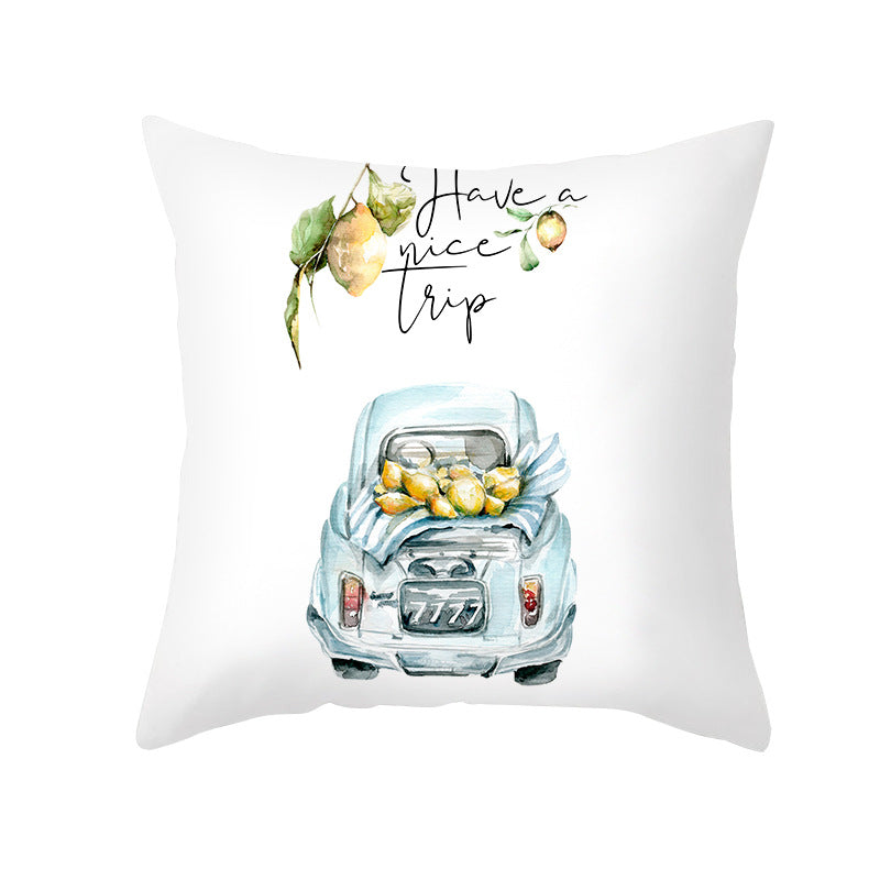 Citrus Illustrated Decorative Throw Pillow Cover with Inspirational Lemon Quote