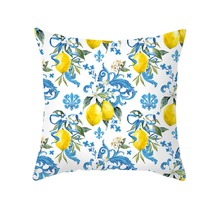 Citrus Illustrated Decorative Throw Pillow Cover with Inspirational Lemon Quote