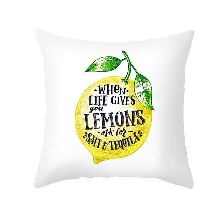 Citrus Illustrated Decorative Throw Pillow Cover with Inspirational Lemon Quote