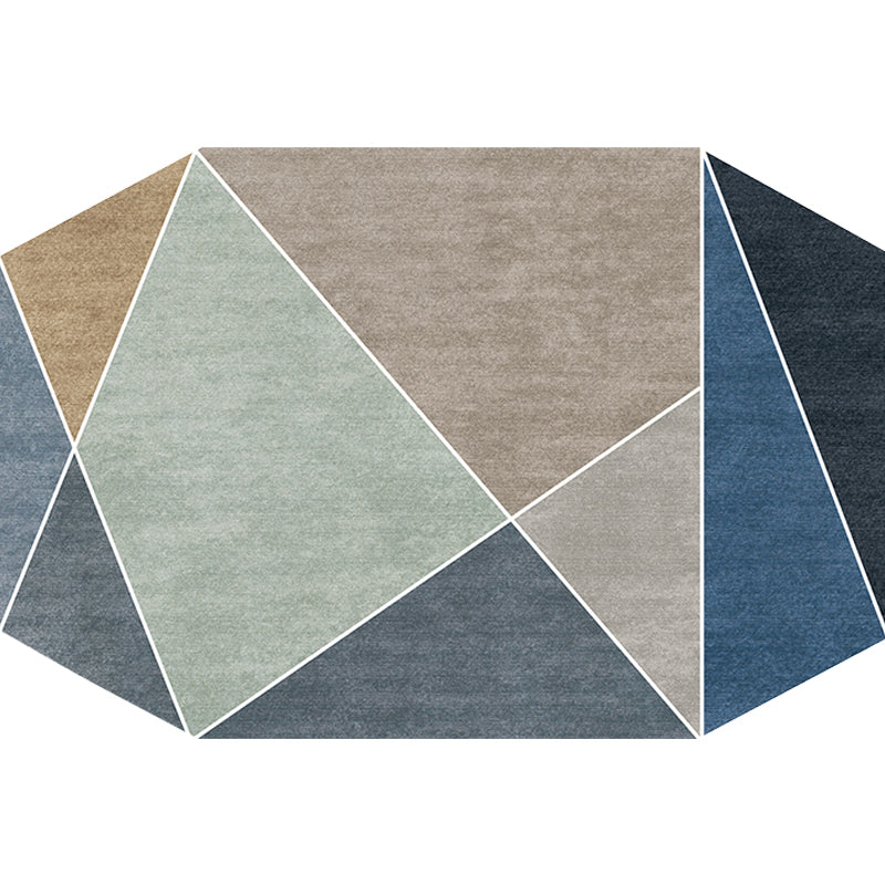 Stornfield | Blue and Brown Irregular Bedroom Rug, Novelty Color Block Design Polyester Carpet, Pet-Friendly.