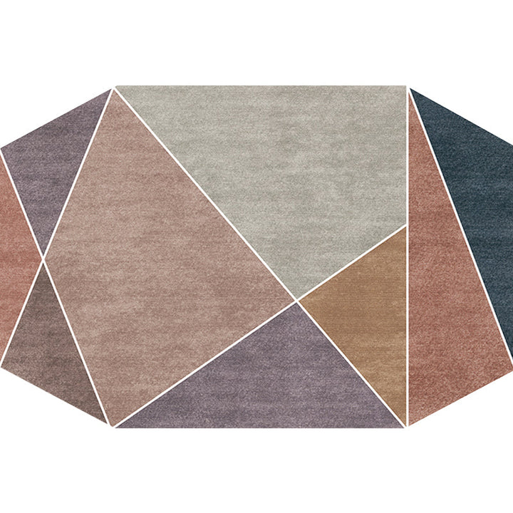 Stornfield | Blue and Brown Irregular Bedroom Rug, Novelty Color Block Design Polyester Carpet, Pet-Friendly.
