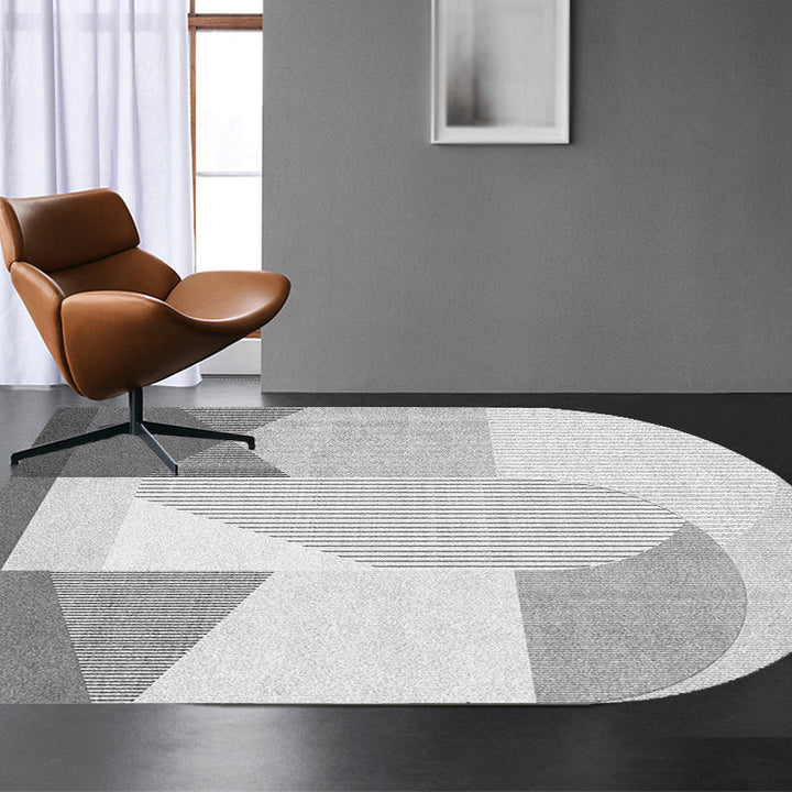 Stornfield | Original Block Stripe Living Room Rug in Pink and Grey Non-Slip Polyester Rug