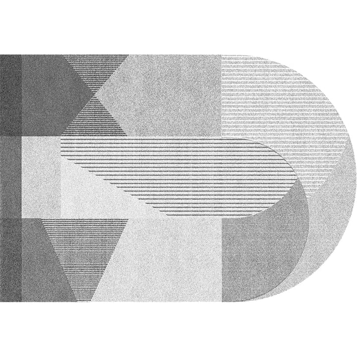 Stornfield | Original Block Stripe Living Room Rug in Pink and Grey Non-Slip Polyester Rug