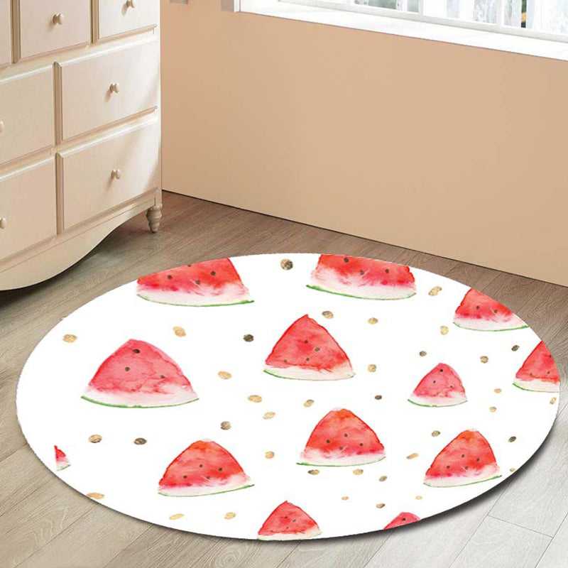 Stornfield | Kids' Bedroom Rug in Green Watermelon and Kiwi Fruit Candy Prints Non-Slip Polyester Rug