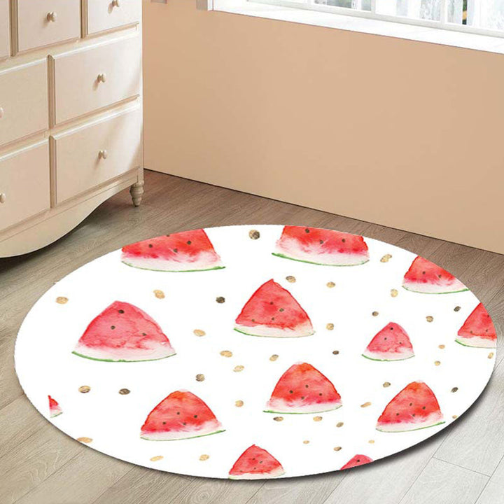 Stornfield | Kids' Bedroom Rug in Green Watermelon and Kiwi Fruit Candy Prints Non-Slip Polyester Rug