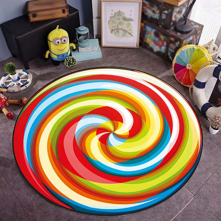 Stornfield | Kids' Bedroom Rug in Green Watermelon and Kiwi Fruit Candy Prints Non-Slip Polyester Rug