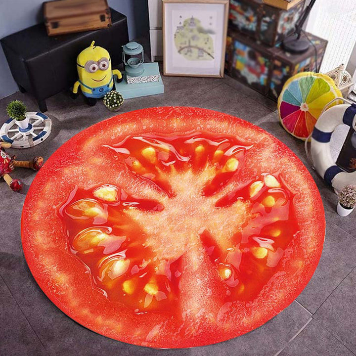 Stornfield | Kids' Bedroom Rug in Green Watermelon and Kiwi Fruit Candy Prints Non-Slip Polyester Rug