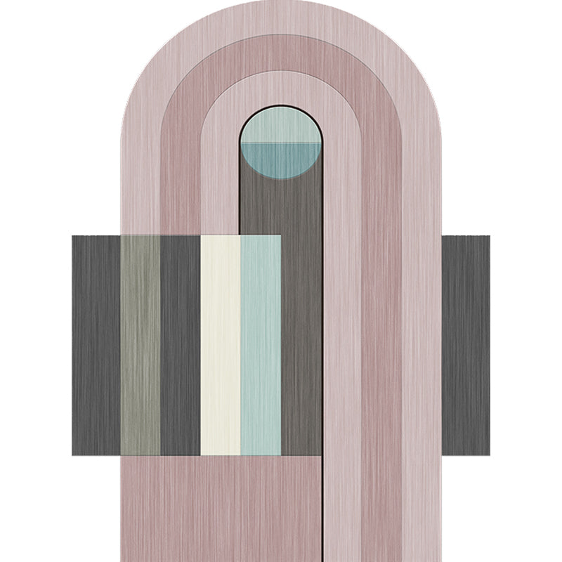 Stornfield | Novelty Irregular Living Room Rug with Pink Colour Block Rectangle Print in Machine Washable Polyester