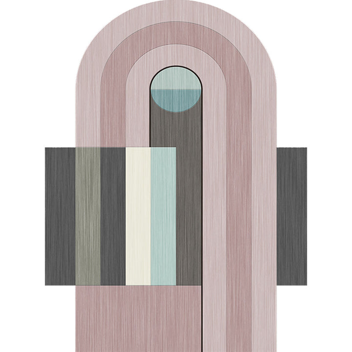 Stornfield | Novelty Irregular Living Room Rug with Pink Colour Block Rectangle Print in Machine Washable Polyester
