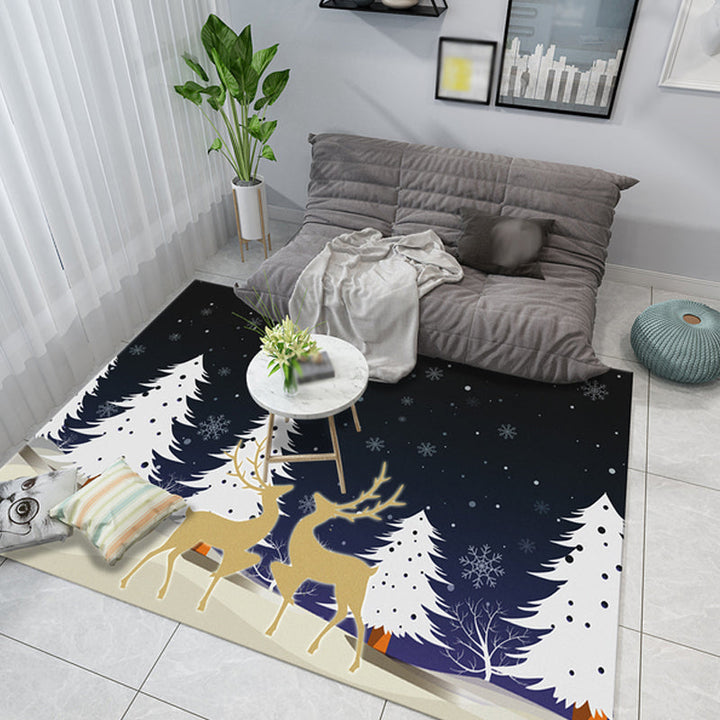 Stornfield | Casual kids rug in black and grey with a tiger deer pattern, made of polyester, animal-friendly rug for the nursery