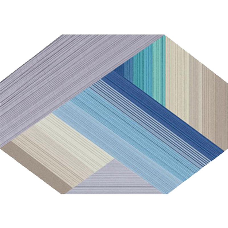 Stornfield | Simple asymmetrical polyester rug with a striped color-block pattern in purple and blue, washable, for home décor