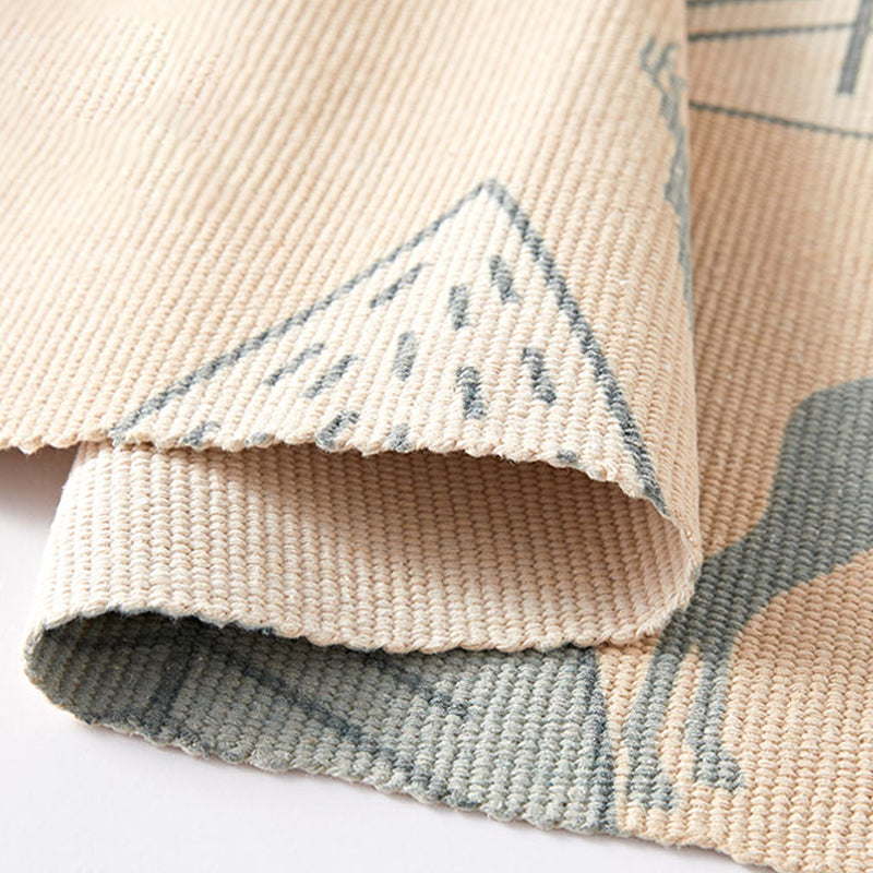 Stornfield | Unique Ivory Kids Rug with Animal Deer Tree Pattern, Washable Cotton and Linen Tassel Rug for Kids Room