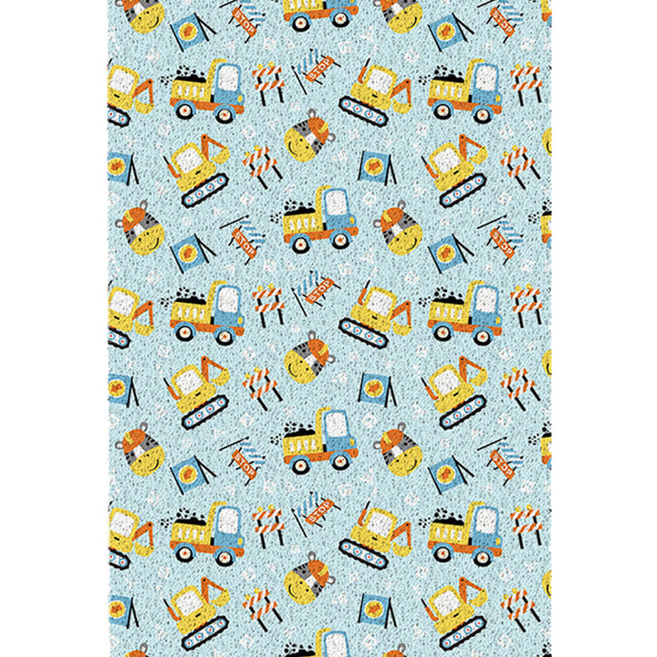 Stornfield | Blue Cars & Roads Kids' Room Rug Excavator Zebra Print Machine Washable PVC Rug