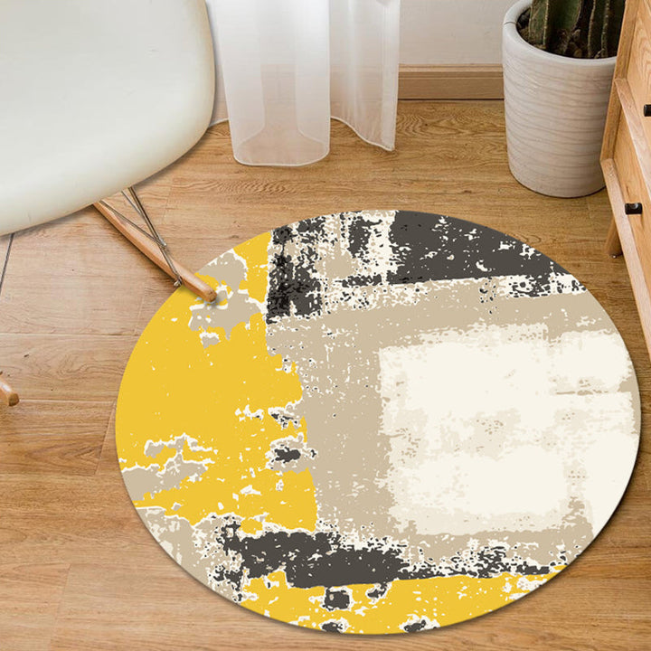 Stornfield | Blue and Yellow Bedroom Rug Modern Abstract Brushstroke Pattern Pet Friendly Polyester Rug