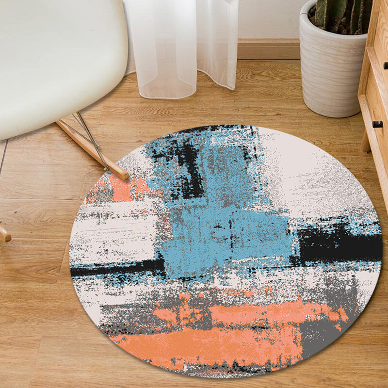 Stornfield | Blue and Yellow Bedroom Rug Modern Abstract Brushstroke Pattern Pet Friendly Polyester Rug