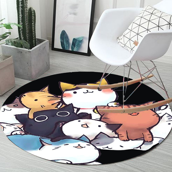 Stornfield | Kids' Rug for Nursery in Black and White Cat Animal Print, Polyester Rug with Anti-Slip Backing