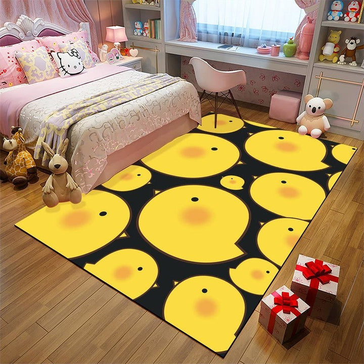 Stornfield | Kids' Rug in Black and Pink with Animal Pattern - Hen, Unicorn, Pig - Non-Slip Polyester Rug