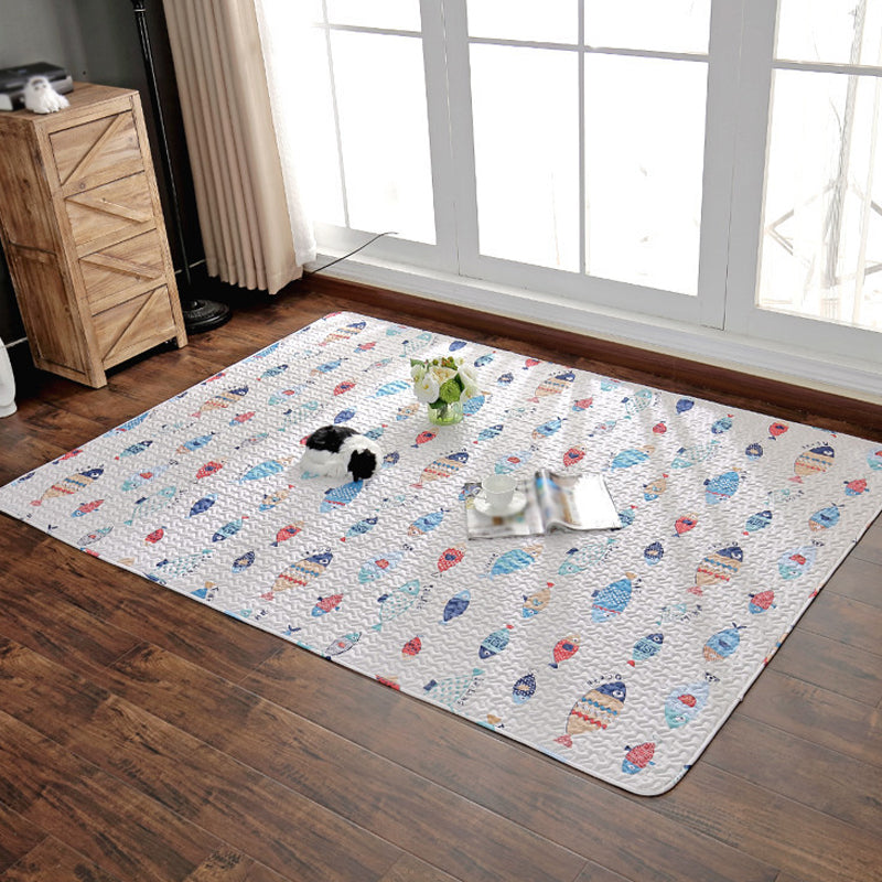 Stornfield | Pink and Yellow Nursery Rug Animal Pattern Deer Cat Rabbit Kids Washable Cotton Rug
