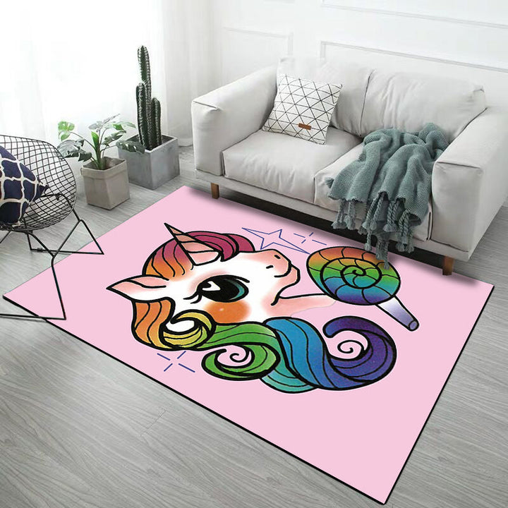 Stornfield | Stylish Kids' Rug in Pink and Grey with Animal Pattern Unicorn Rabbit Dog Non-Slip Polyester Rug for Children's Bedroom