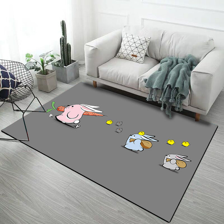 Stornfield | Stylish Kids' Rug in Pink and Grey with Animal Pattern Unicorn Rabbit Dog Non-Slip Polyester Rug for Children's Bedroom