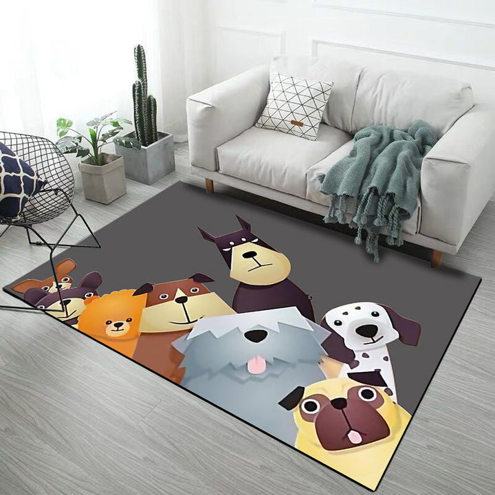 Stornfield | Stylish Kids' Rug in Pink and Grey with Animal Pattern Unicorn Rabbit Dog Non-Slip Polyester Rug for Children's Bedroom