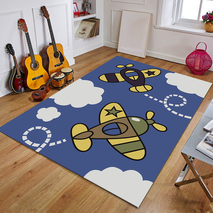 Stornfield | Blue Kids Room Rug Coastal Anchor Pattern Oar Rug Polyester Non-Slip Backing Rug