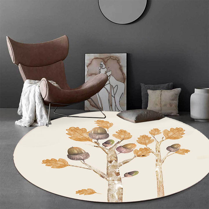 Stornfield | Casual Ivory Kids' Rug with Botanical Tree Pattern Polyester and Pet-Friendly Area Rug for Nursery