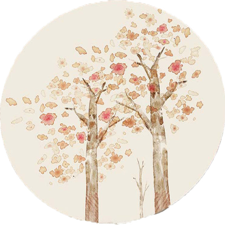 Stornfield | Casual Ivory Kids' Rug with Botanical Tree Pattern Polyester and Pet-Friendly Area Rug for Nursery