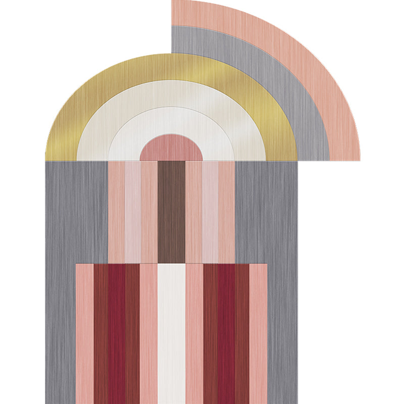 Stornfield | Red and Grey Irregular Bedroom Rug, Color Block Pattern Polyester with Non-Slip Backing