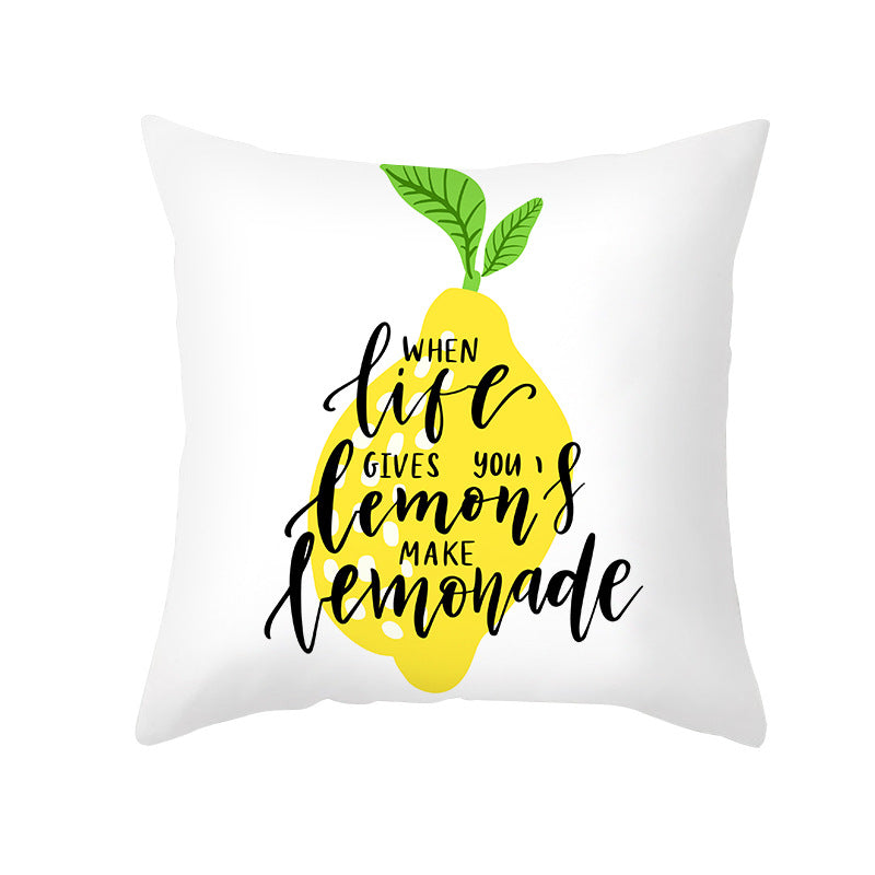 Citrus Illustrated Decorative Throw Pillow Cover with Inspirational Lemon Quote