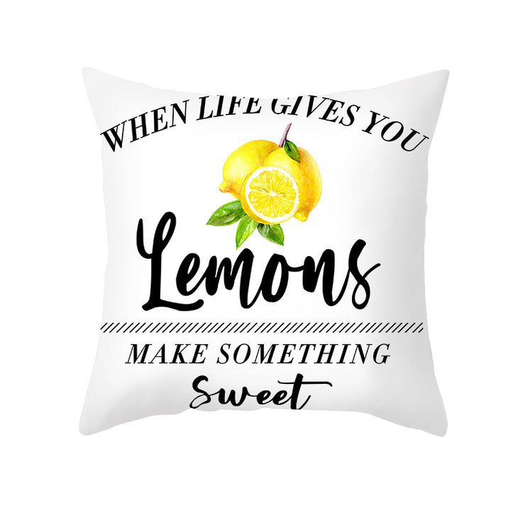 Citrus Illustrated Decorative Throw Pillow Cover with Inspirational Lemon Quote