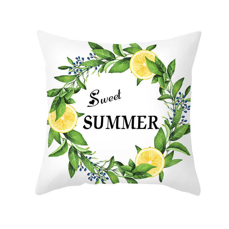 Citrus Illustrated Decorative Throw Pillow Cover with Inspirational Lemon Quote